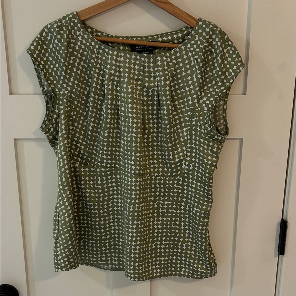 George Green and White Geometric Blouse